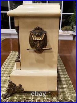 C 1906 Seth Thomas White Adamantine Bronze 6 Column Mantle Clock Model No 295 F