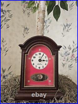 Discontinued Seth Thomas Antique Red Wooden Tabletop Clock, Rare Collectible