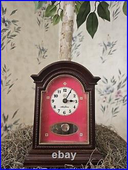 Discontinued Seth Thomas Antique Red Wooden Tabletop Clock, Rare Collectible