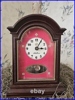 Discontinued Seth Thomas Antique Red Wooden Tabletop Clock, Rare Collectible