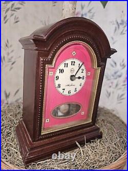 Discontinued Seth Thomas Antique Red Wooden Tabletop Clock, Rare Collectible