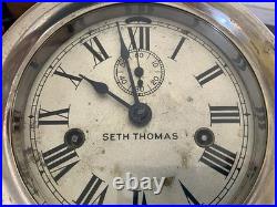 Early 1900s SETH THOMAS Antique Maritime Ships Clock Brass Nickel Roman Numeral