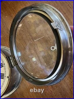 Early 1900s SETH THOMAS Antique Maritime Ships Clock Brass Nickel Roman Numeral