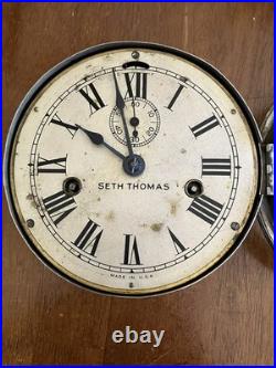 Early 1900s SETH THOMAS Antique Maritime Ships Clock Brass Nickel Roman Numeral