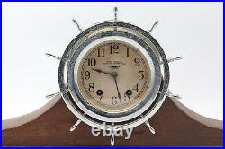 Early 20th c. Seth Thomas Seven Jeweled Eight Day Nickel Plated Ships Clock