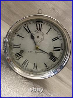 Early Antique Seth Thomas Maritime Ships Clock Nickel Finish Working