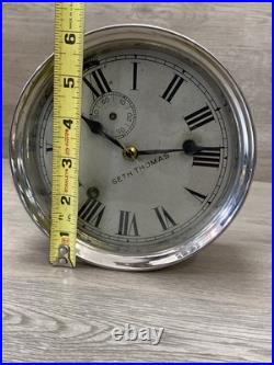 Early Antique Seth Thomas Maritime Ships Clock Nickel Finish Working