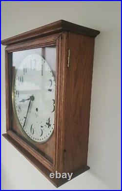 Early SETH THOMAS Antique Oak Working Regulator Wall Clock Office Gallery Lobby