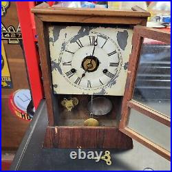 Early Seth Thomas 30 Hour Alarm Mantle Antique Clock Circa 1860's
