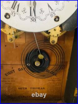 Early Seth Thomas Mantel Clock Key Wind Pendulum Movement Working Condition