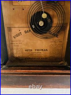 Early Seth Thomas Mantel Clock Key Wind Pendulum Movement Working Condition