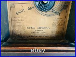 Early Seth Thomas Mantel Clock Key Wind Pendulum Movement Working Condition