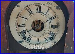 Early Seth Thomas Round Top 8 Day Time and Strike Shelf Clock with Lyre Movement