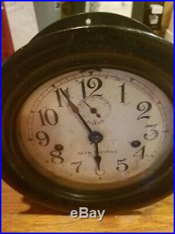 Early Seth Thomas Ships Clock Time & Strike No 10 Movement in Nice Bakelite Case