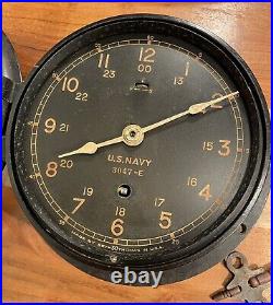 Early Seth Thomas US Navy Ship/Engine Room Clock 12/24
