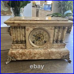 FABULOUS OLD Antique MANTLE CLOCK Seth Thomas Adamantine 1880 Faux Marble