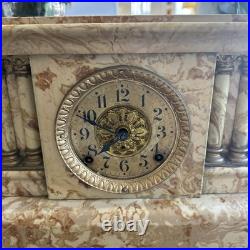 FABULOUS OLD Antique MANTLE CLOCK Seth Thomas Adamantine 1880 Faux Marble