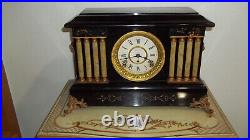Fully And Properly Restored Seth Thomas Black Adamantine Mantel Clock
