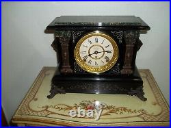 Fully And Properly Restored Seth Thomas Black Adamantine Mantel Clock