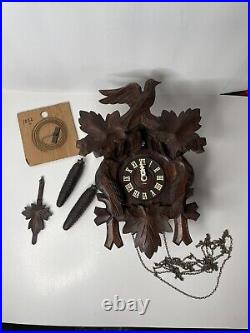 German Leaf & Loon Cuckoo Clock By Seth Thomas 8 Day Black Forest Vintage 1950's German Leaf & Loon Cuckoo Clock By Seth Thomas 8 Day Black Forest Vintage 1950's