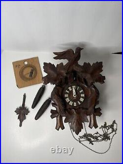 German Leaf & Loon Cuckoo Clock By Seth Thomas 8 Day Black Forest Vintage 1950's German Leaf & Loon Cuckoo Clock By Seth Thomas 8 Day Black Forest Vintage 1950's