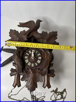 German Leaf & Loon Cuckoo Clock By Seth Thomas 8 Day Black Forest Vintage 1950's German Leaf & Loon Cuckoo Clock By Seth Thomas 8 Day Black Forest Vintage 1950's