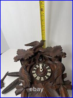German Leaf & Loon Cuckoo Clock By Seth Thomas 8 Day Black Forest Vintage 1950's German Leaf & Loon Cuckoo Clock By Seth Thomas 8 Day Black Forest Vintage 1950's