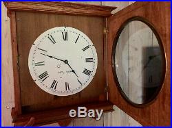 Large! Antique Seth Thomas Oak Case Wall Clock, Converted To Battery, Excellent