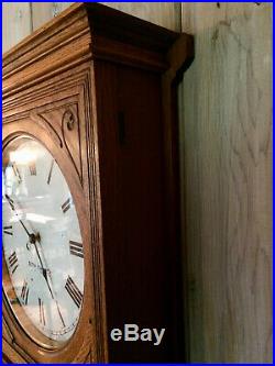 Large! Antique Seth Thomas Oak Case Wall Clock, Converted To Battery, Excellent