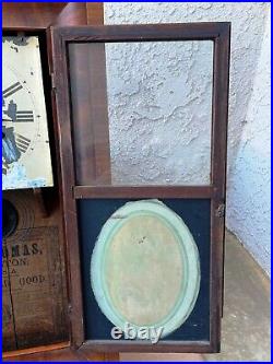 Large Antique Seth Thomas Weight Driven Mantel Clock Civil War Era WORKS