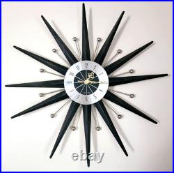 MCM Starburst Clock 1969 Seth Thomas 24 Model E614 Label RARE! Working