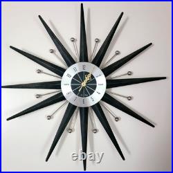 MCM Starburst Clock 1969 Seth Thomas 24 Model E614 Label RARE! Working