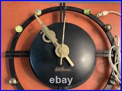 MCM WALL CLOCK SETH THOMAS SILHOUETTE ATOMIC AGE CLOCK c. 1950 Works