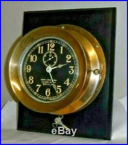 Mark 1-Deck Clock U. S. Navy BU NAV N2542 1940 Brass Seth Thomas WORKING with KEY