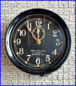 Mark 1 Deck Clock Us Navy 1943 WWII Vintage Seth Thomas. Working mechanism + key