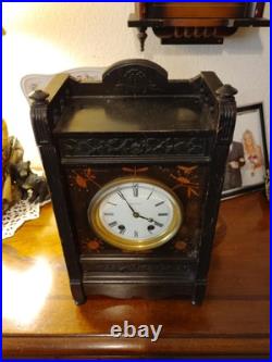 Marquetry Inlaid and Ebonized Seth Thomas Mantle Clock \\