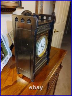 Marquetry Inlaid and Ebonized Seth Thomas Mantle Clock \\