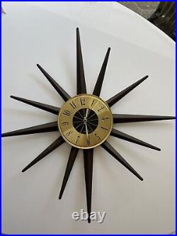 Mid Century Modern 24 Seth Thomas Starburst Sunburst Wall Clock Original