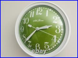 Mid Century Modern Vintage Seth Thomas Green Face Metal Kitchen Clock MCM