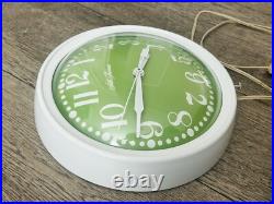 Mid Century Modern Vintage Seth Thomas Green Face Metal Kitchen Clock MCM