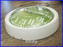 Mid Century Modern Vintage Seth Thomas Green Face Metal Kitchen Clock MCM