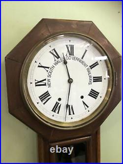 NSWGR Seth Thomas drop dial railway clock 8 day antique Australian wall clock