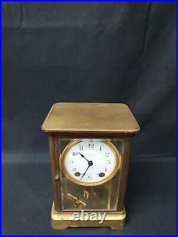 Old SETH THOMAS BRASS EMPIRE CRYSTAL REGULATOR 48S CLOCK KEY BEVELED GLASS Works