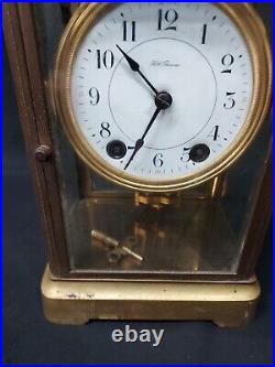 Old SETH THOMAS BRASS EMPIRE CRYSTAL REGULATOR 48S CLOCK KEY BEVELED GLASS Works