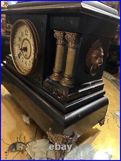 Original Old Antique Victorian Seth Thomas Adamantine Mantle Clock AS IS READ
