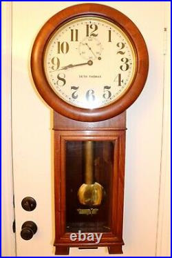 Outstanding Rare Mahogany Antique Seth Thomas No 2 Weight Driven Wall Clock