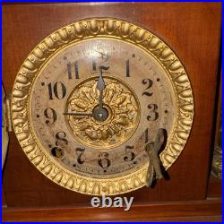 Parts Antique Seth Thomas Wood Mantle Clock 2 Pillar One Is Missing