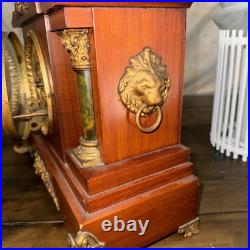 Parts Antique Seth Thomas Wood Mantle Clock 2 Pillar One Is Missing