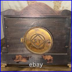 Parts Antique Seth Thomas Wood Mantle Clock 2 Pillar One Is Missing