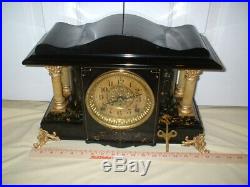 Professionally Restored Antique Seth Thomas Black Mantel Clock Shasta model Runs